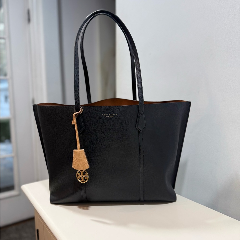 Tory Burch Perry EUC Triple Compartment Leather Large Shoulder Tote BLACK - Picture 6 of 16